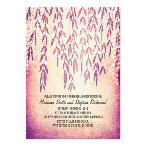 Willow Tree String Lights Rehearsal Dinner Card
