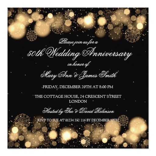 Winter 50th Wedding Anniversary Gold Card