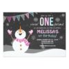 Winter ONEderland birthday invitation Pink Silver