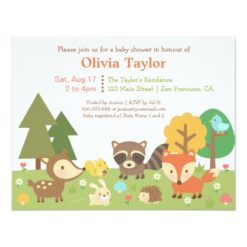 Woodland Animal Themed Baby Shower Invitations