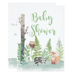 Woodland Baby Animals Greenery Baby Shower Invites