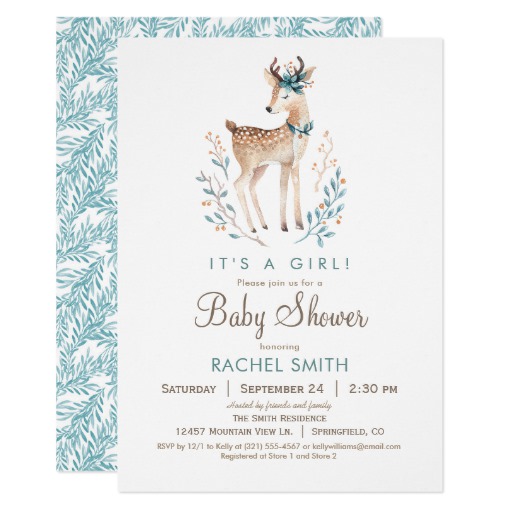 Woodland Deer Baby Shower Invitation