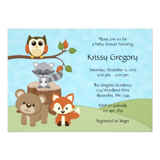 Woodland Forest Baby Shower Invitations