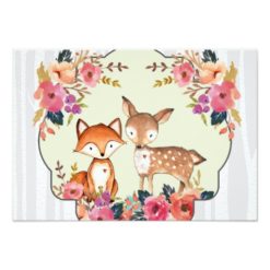 Woodland Nursery Baby Deer and Fox Baby Shower Card - Image 2