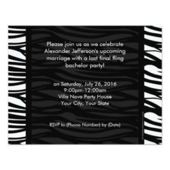 Zebra Stripe Tuxedo Bachelor Party Invitation - Image 2