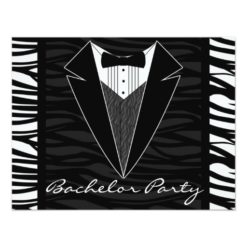 Zebra Stripe Tuxedo Bachelor Party Invitation