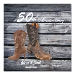 barn wood cowboy Western 50th wedding anniversary Card