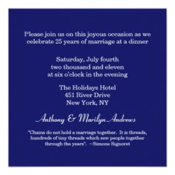 beautiful blue photo 25th anniversary invitation - Image 2