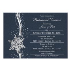 blue silver Snowflake Wedding Rehearsal Invites