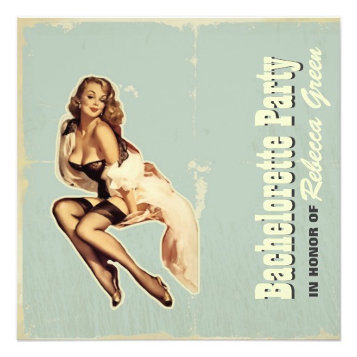 glam pin up girl bachelorette lingerie party card