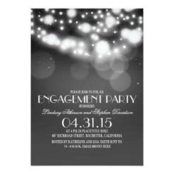 glitter string lights vintage engagement party card