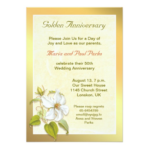 golden 50th wedding anniversary invitation