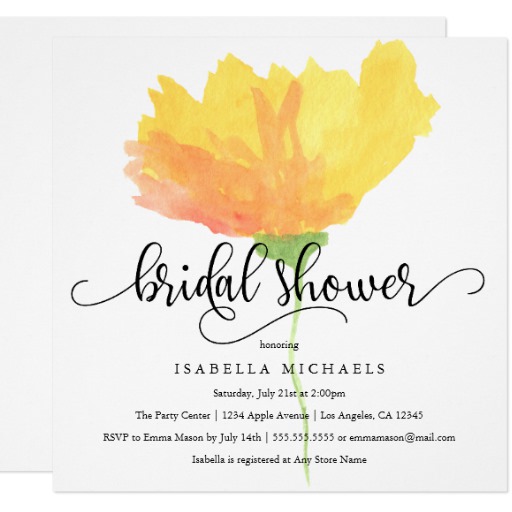 Yellow Floral Watercolor | Bridal Shower Invite