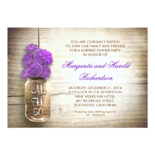 rustic mason jar wedding anniversary invitations