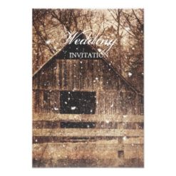 rustic western country winter barn Wedding Invitation Card