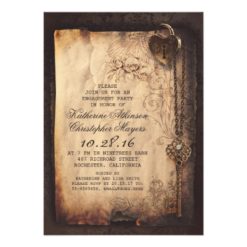 skeleton key heart lock engagement party invite