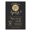 70th Birthday Invitation Black and Gold Glitter