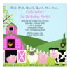 Barnyard Animal Fun Birthday Party Pink Girls Card