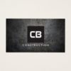 Black Square Monogram Grunge Metal Construction Business Card