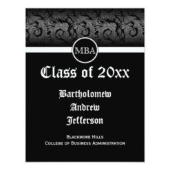 Black/White MBA Business Grad School Graduation Card