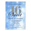 Blue Sweet 16 Silver Glitter Lights Invitation