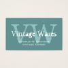 Blue White Vintage Shop Business Card Monograms
