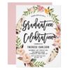 Bohemian Feathers & Floral Wreath Graduation Party Card