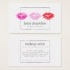 Bold pink red lips watercolor beauty makeup artist business card
