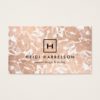 Box Logo Monogram with Rose Gold Floral Pattern Business Card