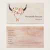 Bull Head Skull Flowers Watercolor Illustration Business Card