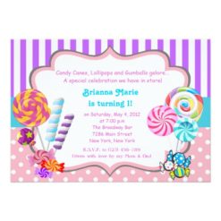 Candyland candy Theme Birthday Invitation