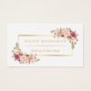 Chic Floral Gold Frame Makeup Artist Beauty Salon Business Card