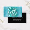 Chic Hello Aqua Watercolor | Business Card