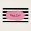 Chic Stripes Pink Black White Makeup Artist Business Card