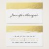 Chic white and gold faux foil modern brush stroke business card