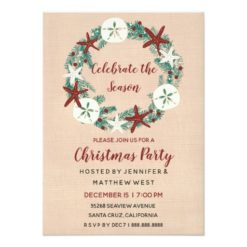 Coastal Rustic Beach Christmas Holiday Party Card