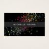 Colorful Confetti Bokeh on Black Modern Business Card