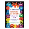 Colorful Monsters Birthday Party Invitations