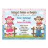 Cowboy and Cowgirl Joint Sibling Birthday Party Card