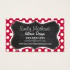 Crimson Polka Dots; Chalkboard look Business Card