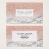 Custom faux rose pink glitter ombre white marble business card