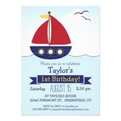 Cute Nautical Sailboat Kid's Birthday Party Card