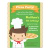 Cute Pizza Chef Boy Kids Birthday Party Card