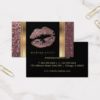 Dusty Rose Gold Glitter Lips and Elegant Gold Business Card