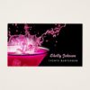 Edgy Black and Pink Splash Events Bartender Business Card