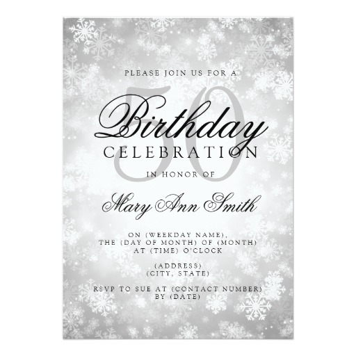 Elegant 50th Birthday Silver Winter Wonderland Card