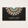 Elegant Faux Gold Lotus Flower Black Business Card
