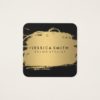Elegant Faux Metallic Gold and Black Square Business Card