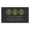 Elegant Gold Leaf Trio Logo on Dark Gray Business Card Magnet