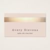Elegant Gold Striped (no shine) Modern  Light Pink Business Card